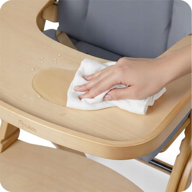 Nukido Medinė sulankstoma maitinimo kėdutė su reguliuojamais dirželiais 8