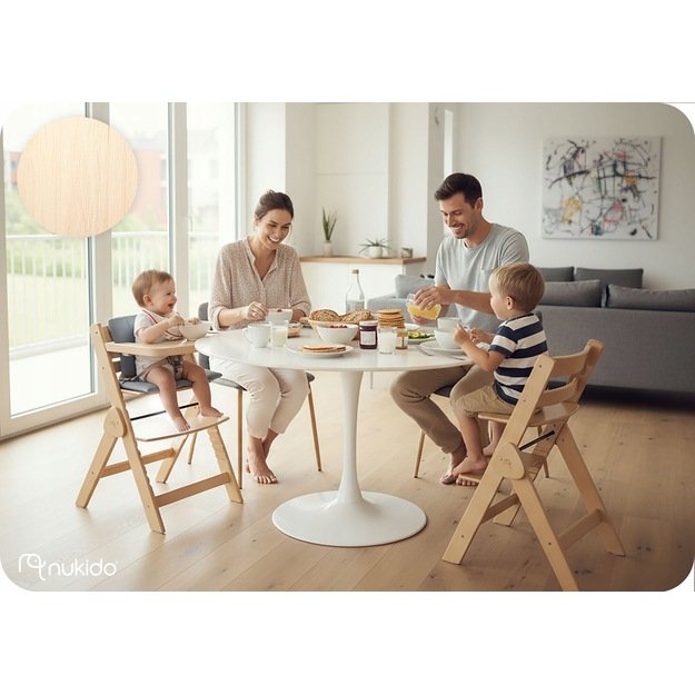 Nukido Medinė sulankstoma maitinimo kėdutė su reguliuojamais dirželiais 10