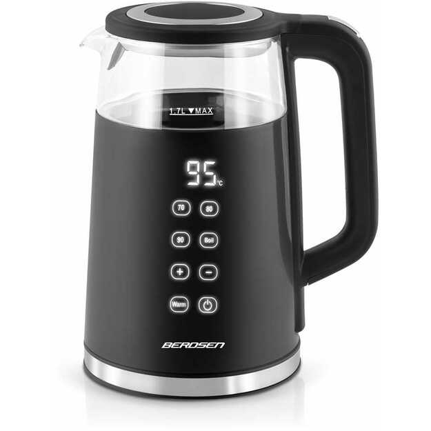 Berdsen BD-707 elektrinis virdulys 1,7 l su temperatūros valdymu ir jutikliniu ekranu, juodas	 2