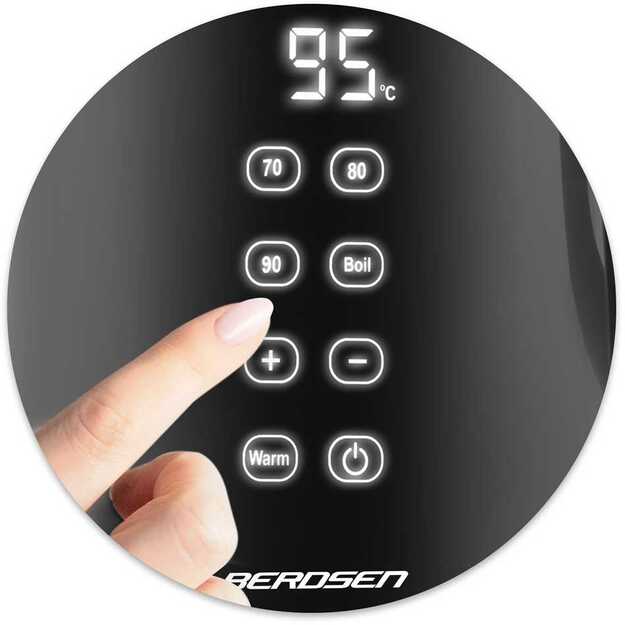 Berdsen BD-707 elektrinis virdulys 1,7 l su temperatūros valdymu ir jutikliniu ekranu, juodas	 4
