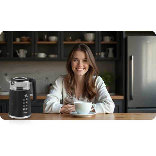 Berdsen BD-707 elektrinis virdulys 1,7 l su temperatūros valdymu ir jutikliniu ekranu, juodas	 7