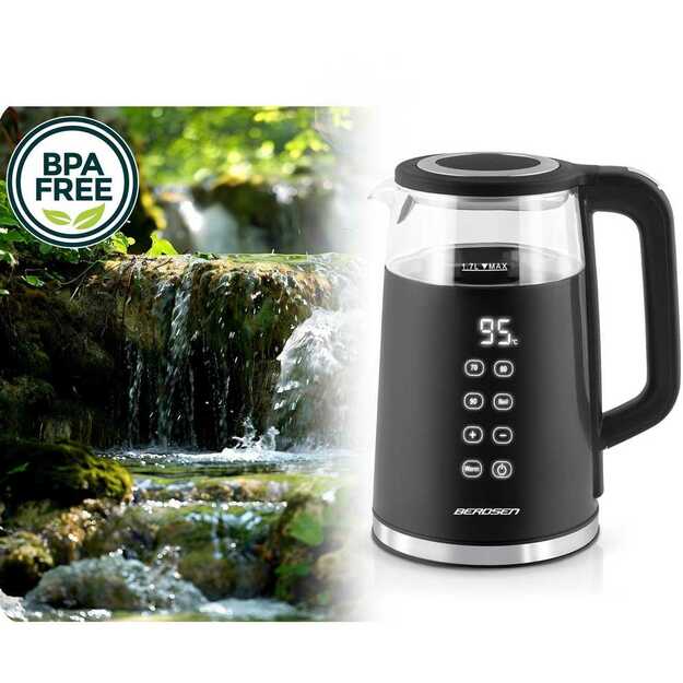 Berdsen BD-707 elektrinis virdulys 1,7 l su temperatūros valdymu ir jutikliniu ekranu, juodas	 8