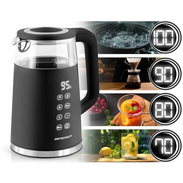Berdsen BD-707 elektrinis virdulys 1,7 l su temperatūros valdymu ir jutikliniu ekranu, juodas	 10