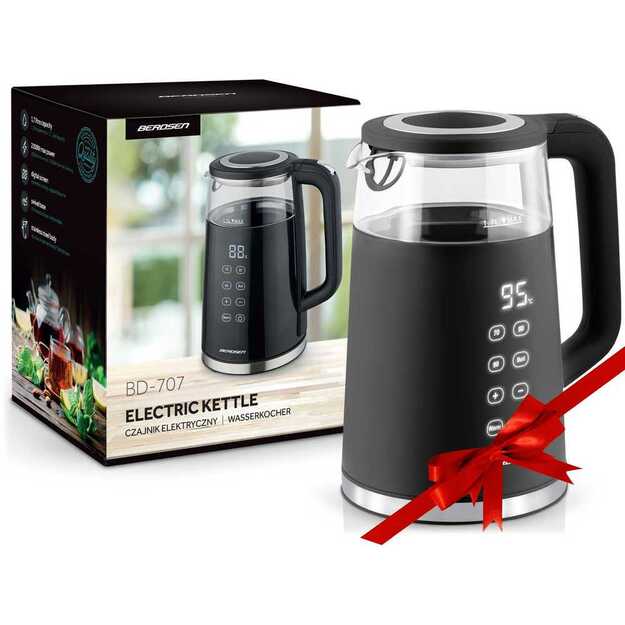 Berdsen BD-707 elektrinis virdulys 1,7 l su temperatūros valdymu ir jutikliniu ekranu, juodas	 9