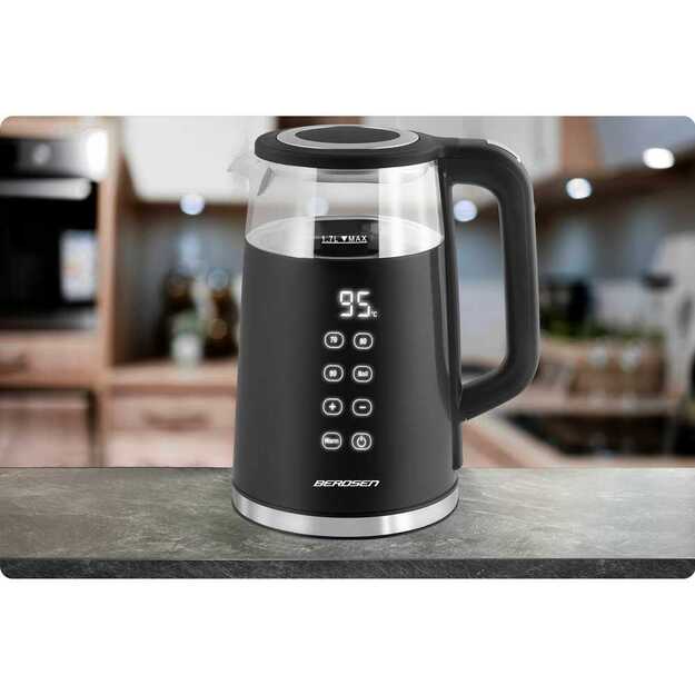 Berdsen BD-707 elektrinis virdulys 1,7 l su temperatūros valdymu ir jutikliniu ekranu, juodas	 12