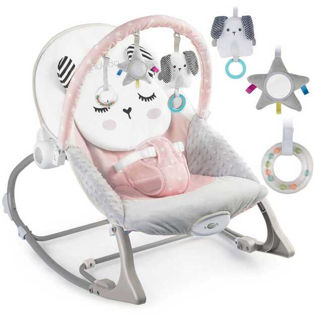 Nukido gultukas, kėdutė, supuoklė kūdikiams, rožinė	