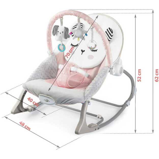 Nukido gultukas, kėdutė, supuoklė kūdikiams, rožinė	 9