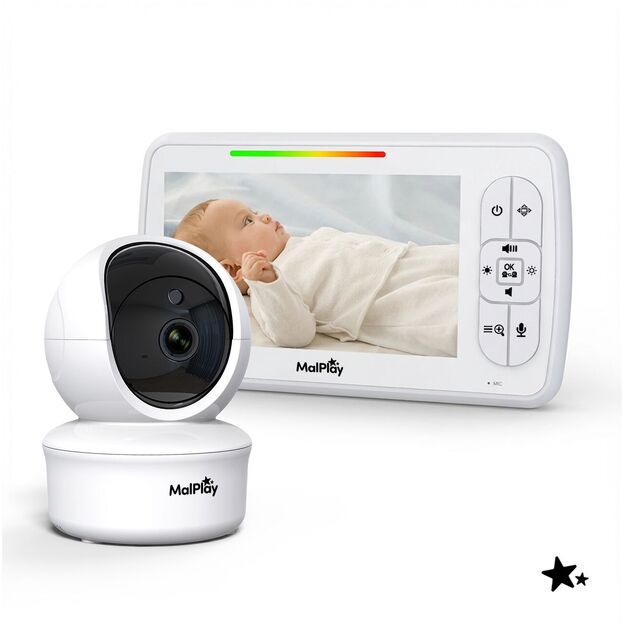 Kūdikio stebėjimo kamera, tiesioginio vaizdo monitorius, besisukantis, naktinis režimas, VOX LCD, 5 colių 12