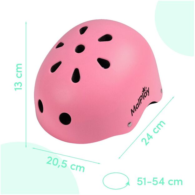 Vaikiškas dviratininko šalmas, reguliuojamas, 48–54 cm, rožinis - turkio 1