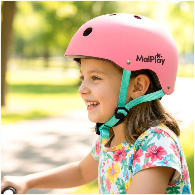 Vaikiškas dviratininko šalmas, reguliuojamas, 48–54 cm, rožinis - turkio 3
