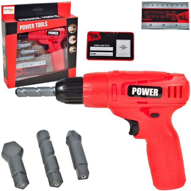 Žaislinis Akumuliatorinis grąžtas, suktuvas su priedais, POWER