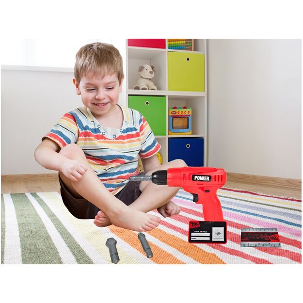 Žaislinis Akumuliatorinis grąžtas, suktuvas su priedais, POWER 5