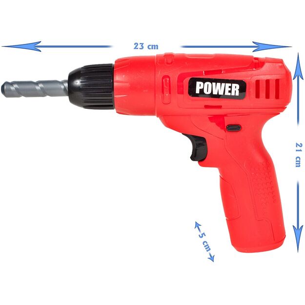 Žaislinis Akumuliatorinis grąžtas, suktuvas su priedais, POWER 4