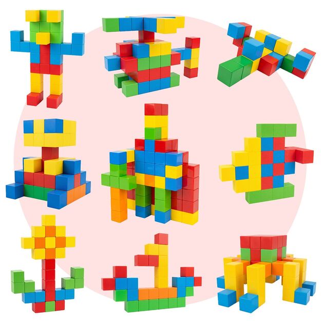 Magnetiniai konstruktoriai, kubeliai, 2D, 3D vaikams, 60 vnt. 1
