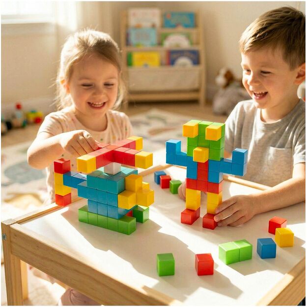 Magnetiniai konstruktoriai, kubeliai, 2D, 3D vaikams, 60 vnt. 5