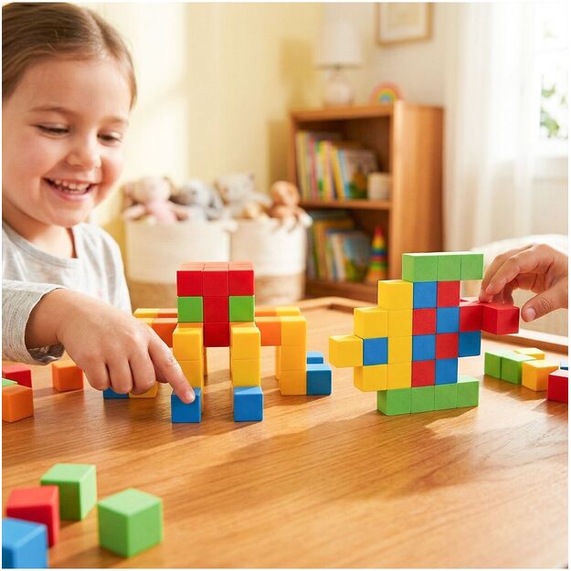 Magnetiniai konstruktoriai, kubeliai, 2D, 3D vaikams, 60 vnt. 7