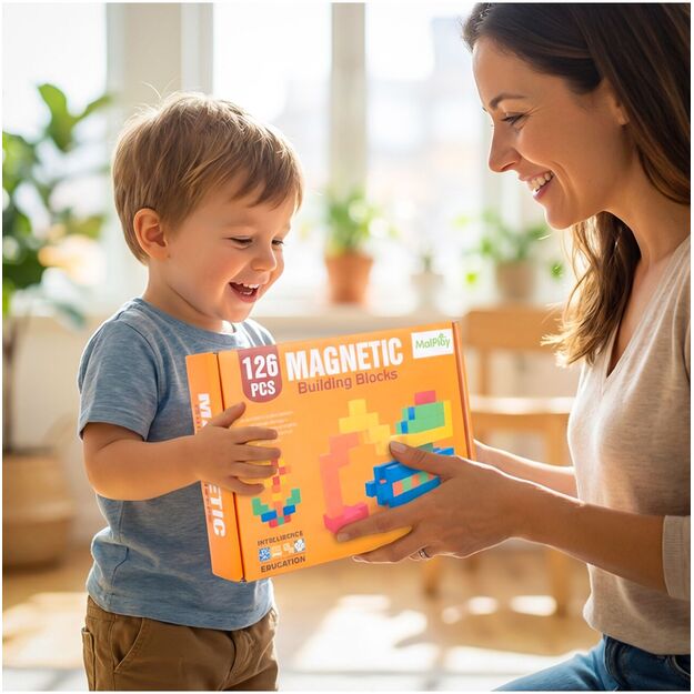 Magnetiniai konstruktoriai, kubeliai, 2D, 3D vaikams, 60 vnt. 6