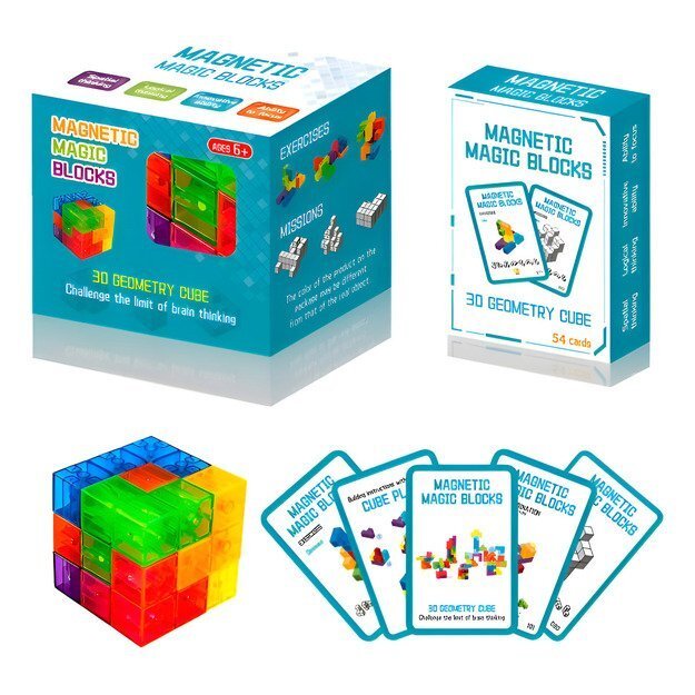 Magnetinių 3D kaladėlių dėlionė kubas su kortelėmis  5