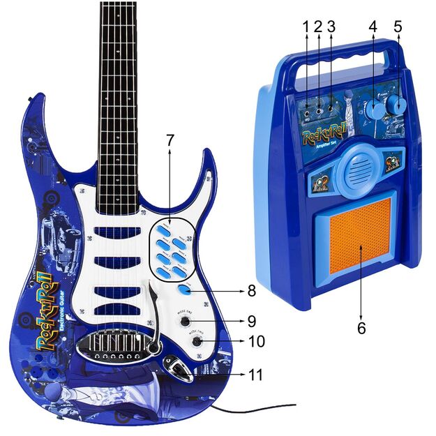 Vaikiška gitara su stiprintuvu ir mikrofonu 9