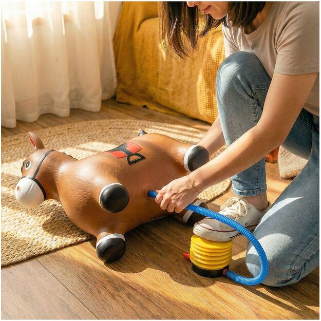 Pripučiamas guminis šokliukas Arkliukas su pompa 3