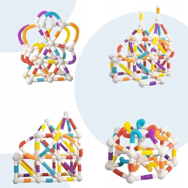 Magnetinis vamzdelių konstruktorius, 138 dalys, lanksti 3D konstrukcija 6