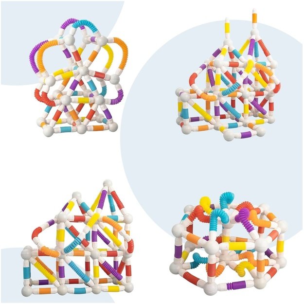 Magnetinis vamzdelių konstruktorius, 138 dalys, lanksti 3D konstrukcija