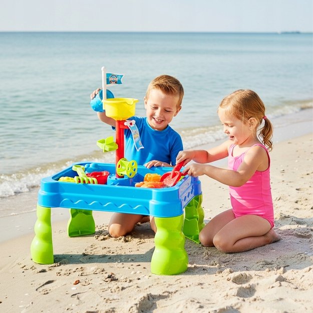 Smėlio ir vandens žaidimų stalas su priedais, 20 dalių 2