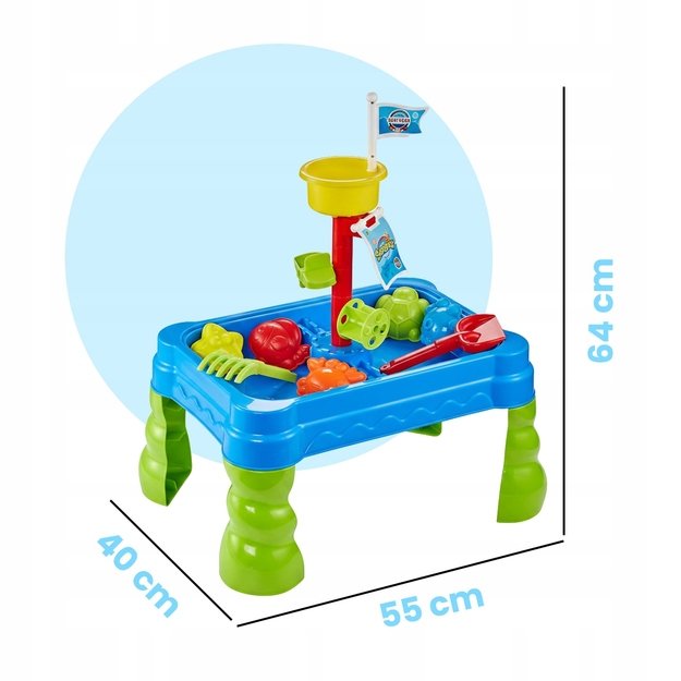 Smėlio ir vandens žaidimų stalas su priedais, 20 dalių 3