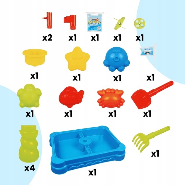 Smėlio ir vandens žaidimų stalas su priedais, 20 dalių 7