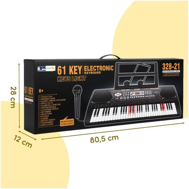 Vaikiškas pianinas su mikrofonu, 61 klavišas
