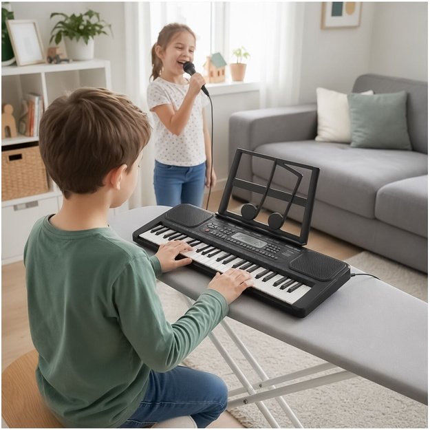 Vaikiškas pianinas su mikrofonu, 61 klavišas