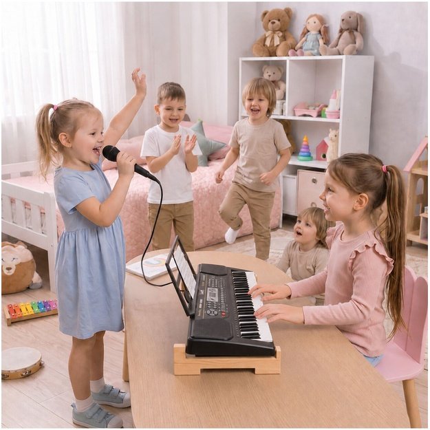 Vaikiškas pianinas su mikrofonu, 61 klavišas