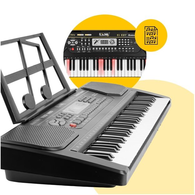 Vaikiškas pianinas su mikrofonu, 61 klavišas