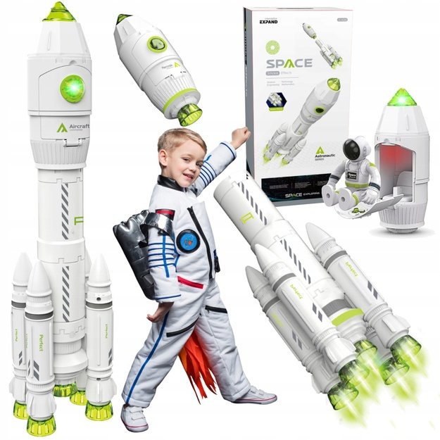 Žaislinė Kosminė raketa su dūmais, garsu ir šviesa