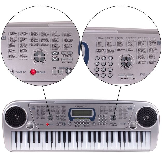 Vaikiškas pianinas su mikrofonu, 54 klavišai, sidabrinis 3