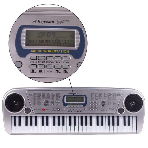 Vaikiškas pianinas su mikrofonu, 54 klavišai, sidabrinis 6