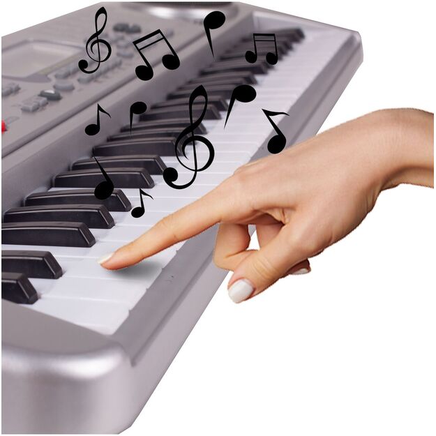 Vaikiškas pianinas su mikrofonu, 54 klavišai, sidabrinis 4