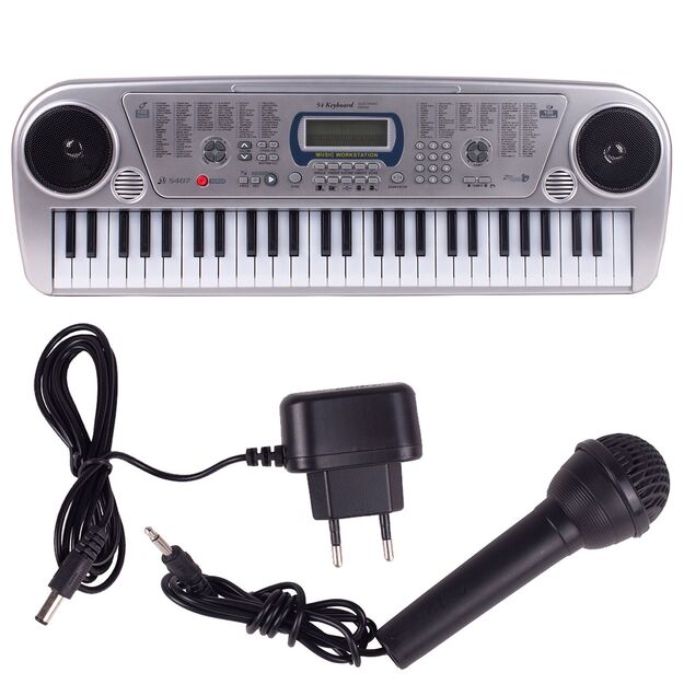 Vaikiškas pianinas su mikrofonu, 54 klavišai, sidabrinis 7