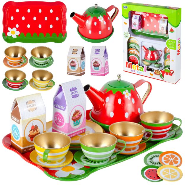  Žaislinis arbatos rinkinys su sausainiais, metalinis,16 vnt