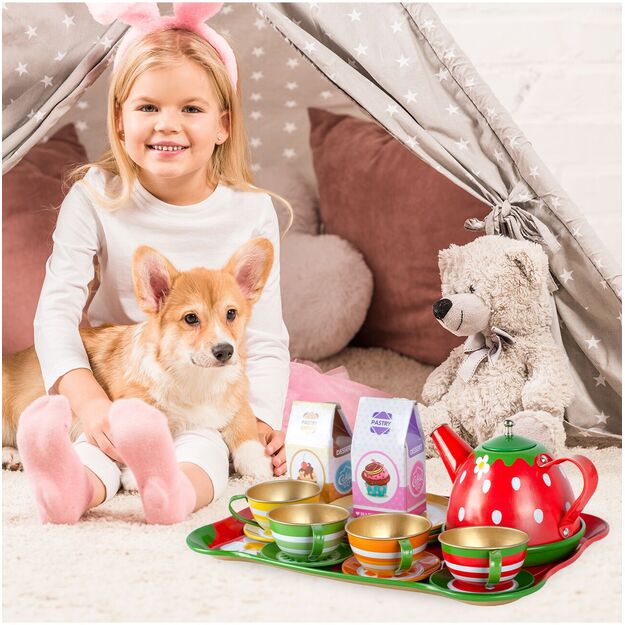  Žaislinis arbatos rinkinys su sausainiais, metalinis,16 vnt 2