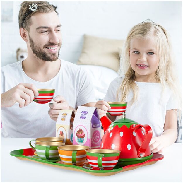  Žaislinis arbatos rinkinys su sausainiais, metalinis,16 vnt 9