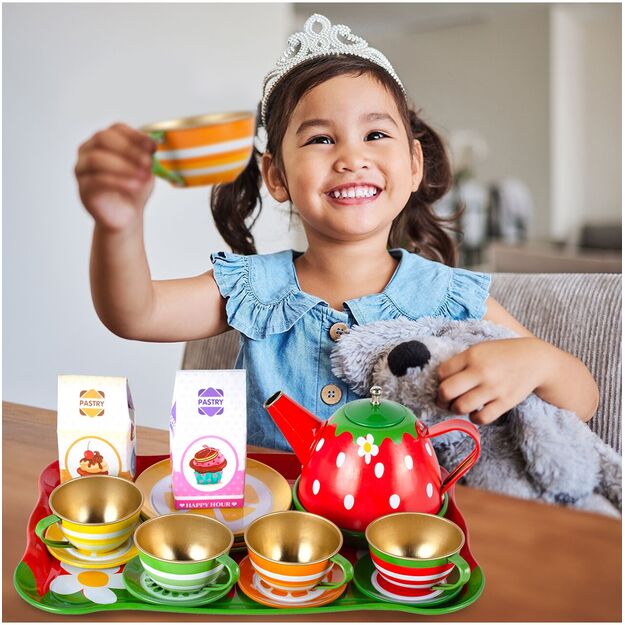  Žaislinis arbatos rinkinys su sausainiais, metalinis,16 vnt 8