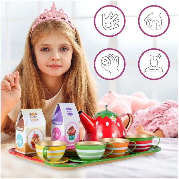  Žaislinis arbatos rinkinys su sausainiais, metalinis,16 vnt 10