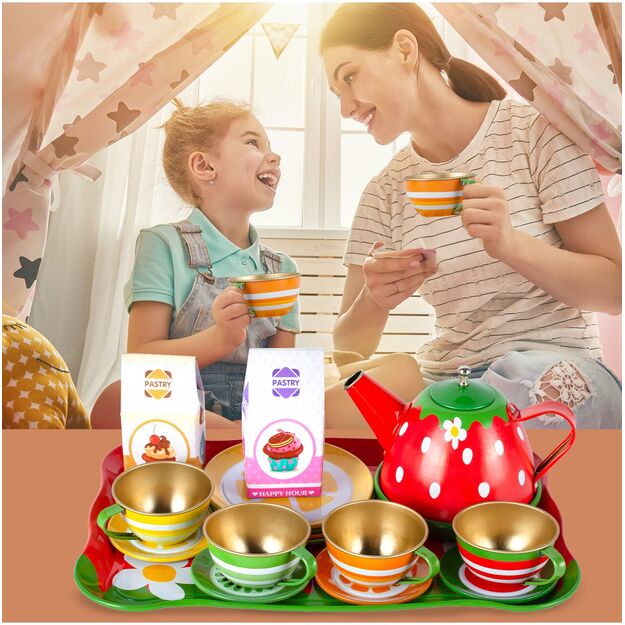  Žaislinis arbatos rinkinys su sausainiais, metalinis,16 vnt 11