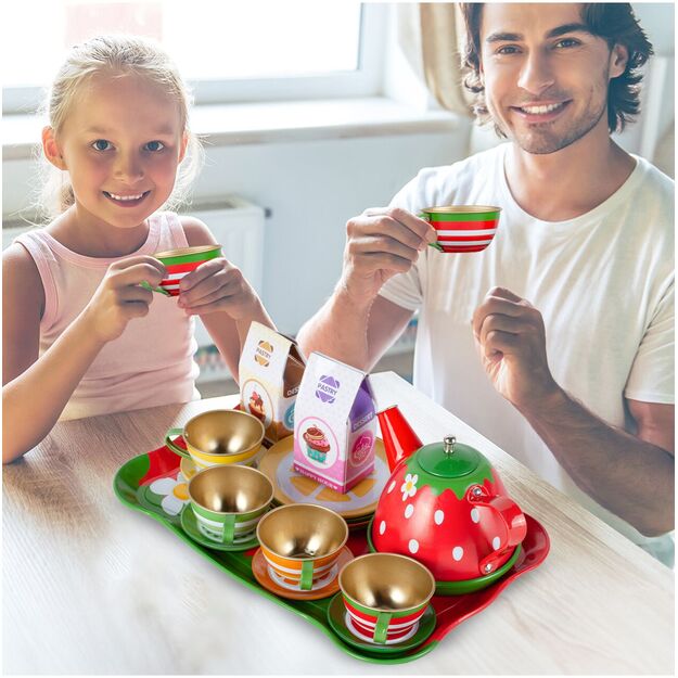  Žaislinis arbatos rinkinys su sausainiais, metalinis,16 vnt 12