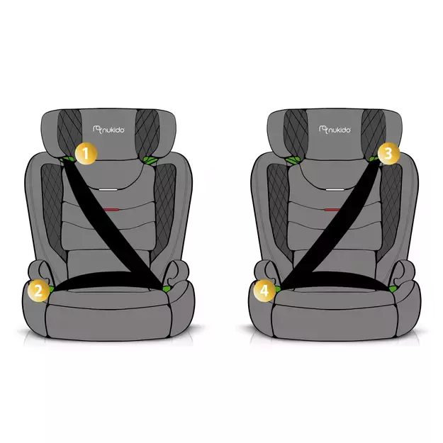 Automobilinė kėdutė Nukido Louis juoda 15-36 kg ISOFIX