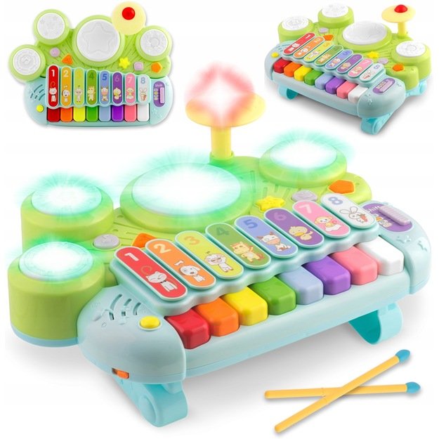 Muzikiniai žaisliniai cimbolai, ksilofonas ir būgnai RK-751 Ricokids