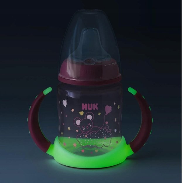 NUK FC neišsiliejantis buteliukas su rankenėlėmis, šviečiantis, 6-18 mėn., 150 ml