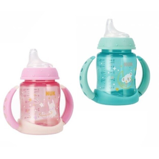 NUK FC neišsiliejantis buteliukas su rankenėlėmis, šviečiantis, 6-18 mėn., 150 ml