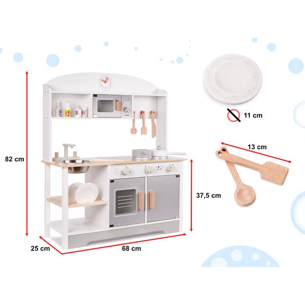 Vaikiška medinė virtuvė MDF MODERN CLASSIC+ priedai, 82cm